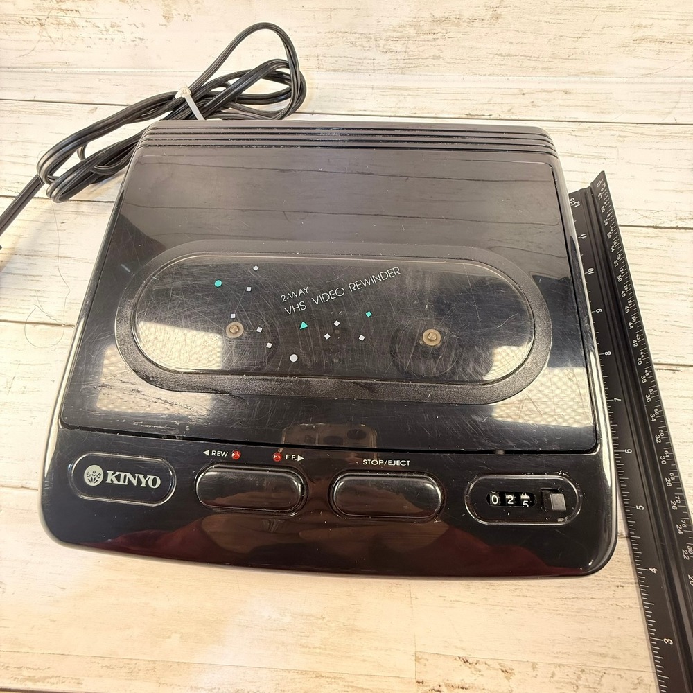 Kinyo 2-Way VHS Video Rewinder Black Fast Forward Rewind Tape Counter Vintage